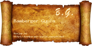 Bamberger Gyula névjegykártya